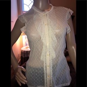 The Limited Beige Sheer Blouse Very Feminine Sz S